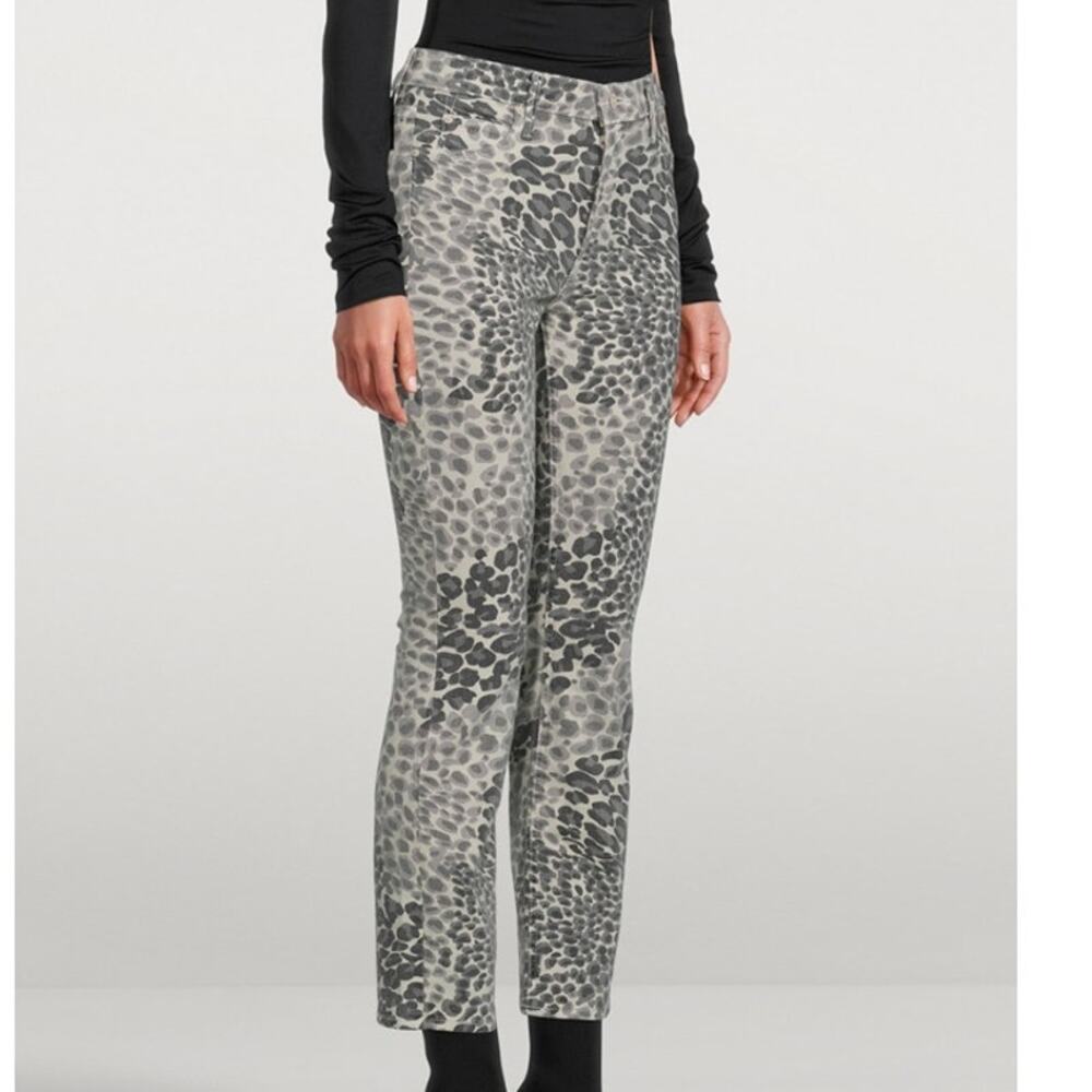 Mother The Dazzler Straight-Leg Ankle Jeans Shadow Leopard Print Size 25 NWT
